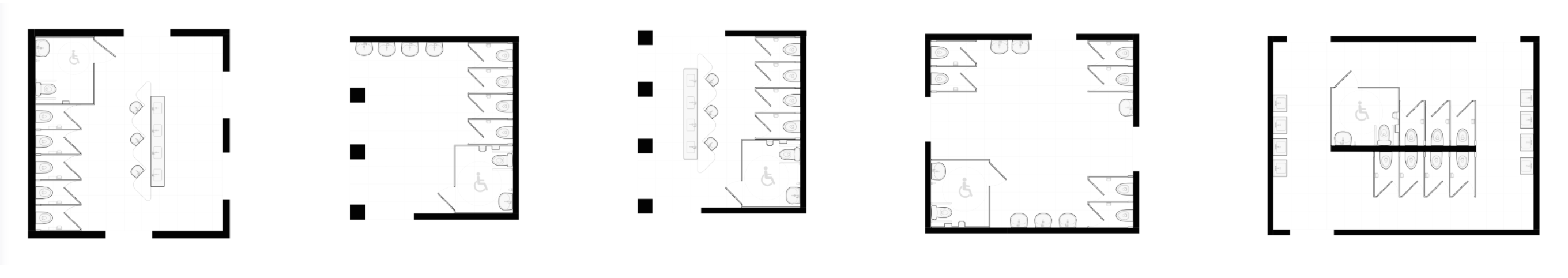 Floor plan drawings exploring multiple entry and exits